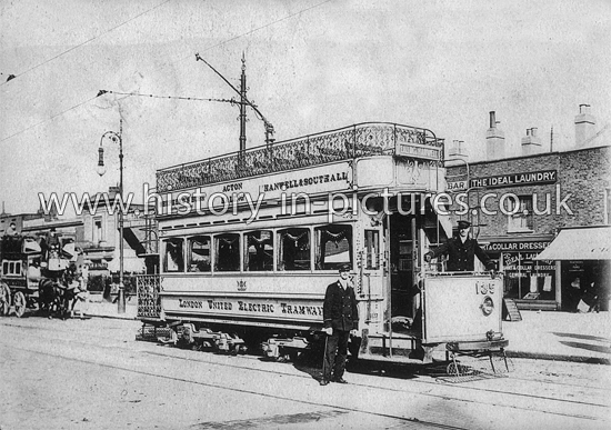 London United Eletric Tramcar, Shepherd's Bush, London. c.1902.